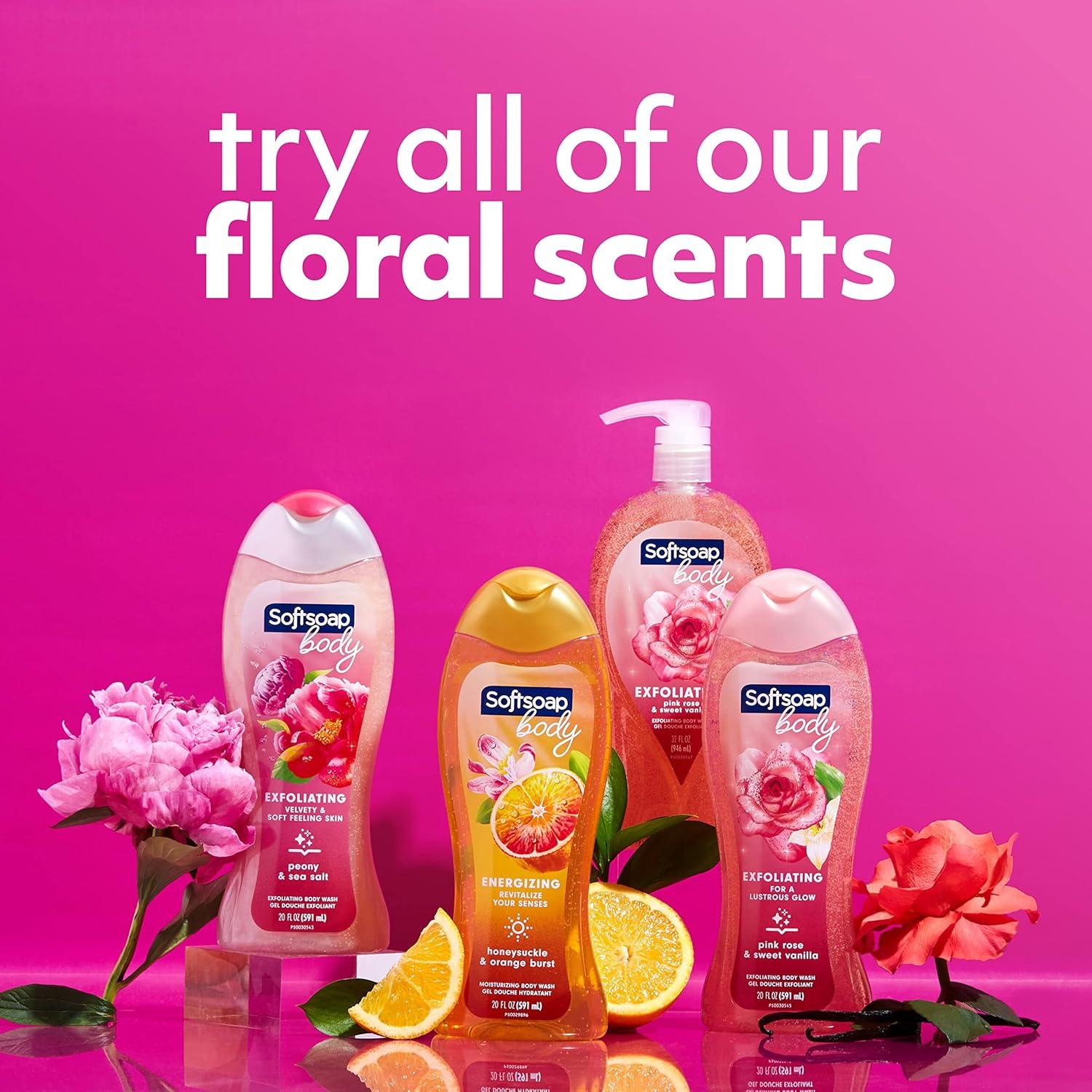 imageSoftsoap Softsoap moisturizing body wash shea and almond oil 20 fluid ounce 4 pack 20 OunceSweet Honeysuckle Orange