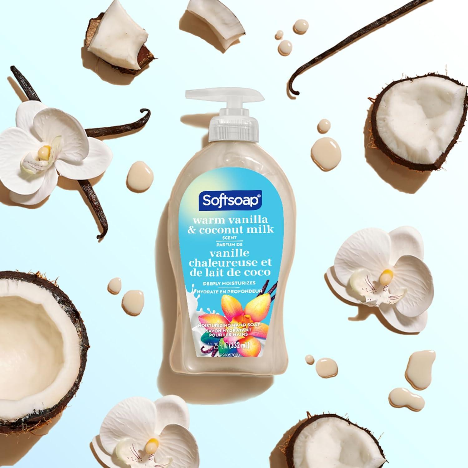 imageSoftsoap Warm Vanilla ampamp Coconut Milk Scent Liquid Hand Soap Moisturizing Liquid Hand Soap 1125 Ounce 6 PackWarm Vanilla Coconut Milk