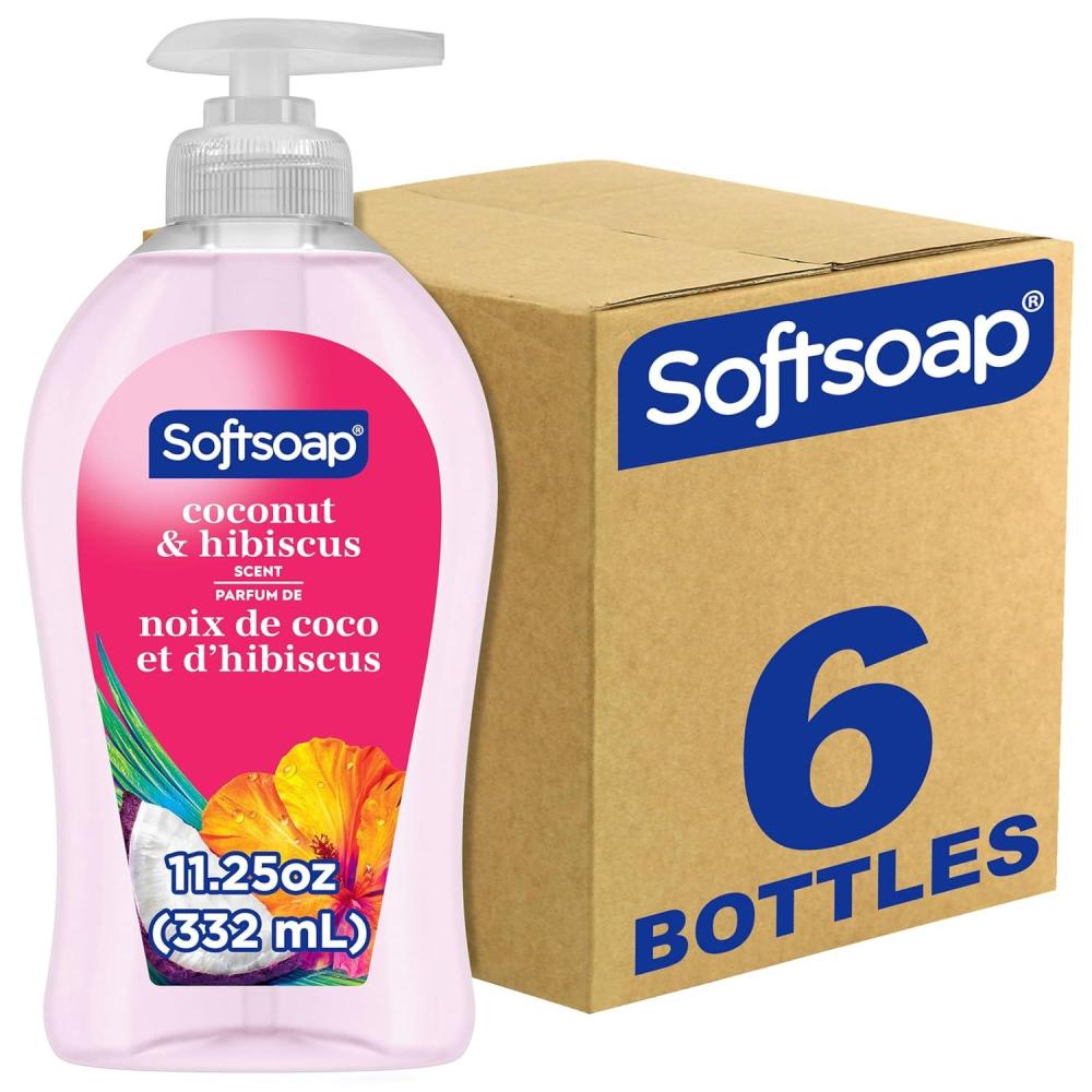 imageSoftsoap Antibacterial Liquid Hand Soap Gentle Clean Sparkling Pear Scent Hand Soap 1125 Ounce 6 PackCoconut  Hibiscus