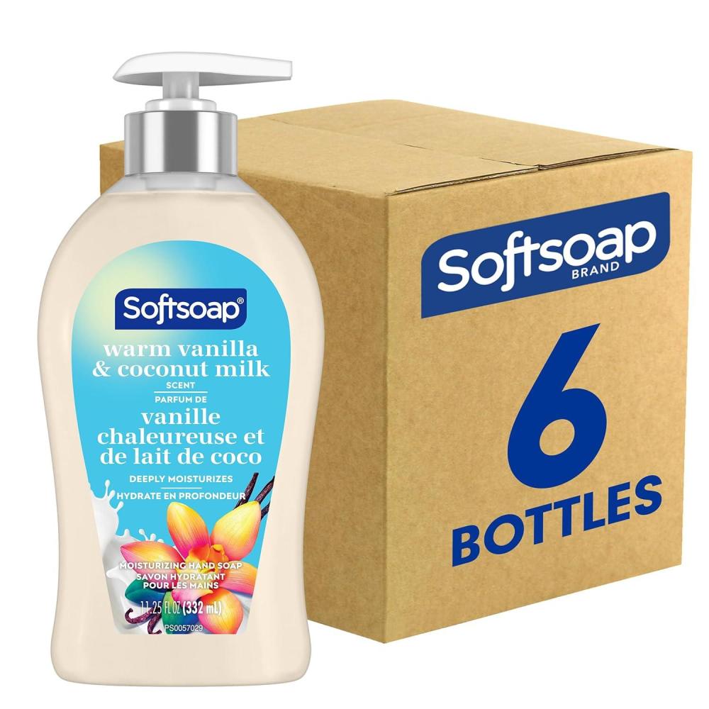 imageSoftsoap Warm Vanilla ampamp Coconut Milk Scent Liquid Hand Soap Moisturizing Liquid Hand Soap 1125 Ounce 6 PackWarm Vanilla  Coconut Milk