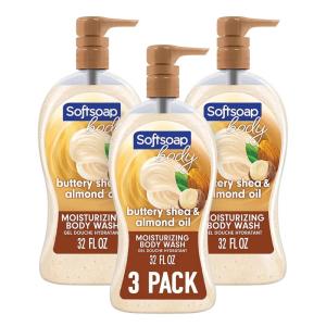 Softsoap Body Wash Pump, Buttery Shea & Almond Oil Body Wash, Moisturizing Body Wash, 32 Ounce, 3 Pack(Shea & Almond)