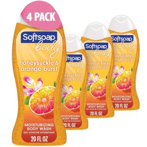 Softsoap Softsoap moisturizing body wash, shea and almond oil – 20 fluid ounce (4 pack), 20 Ounce(Sweet Honeysuckle & Orange)
