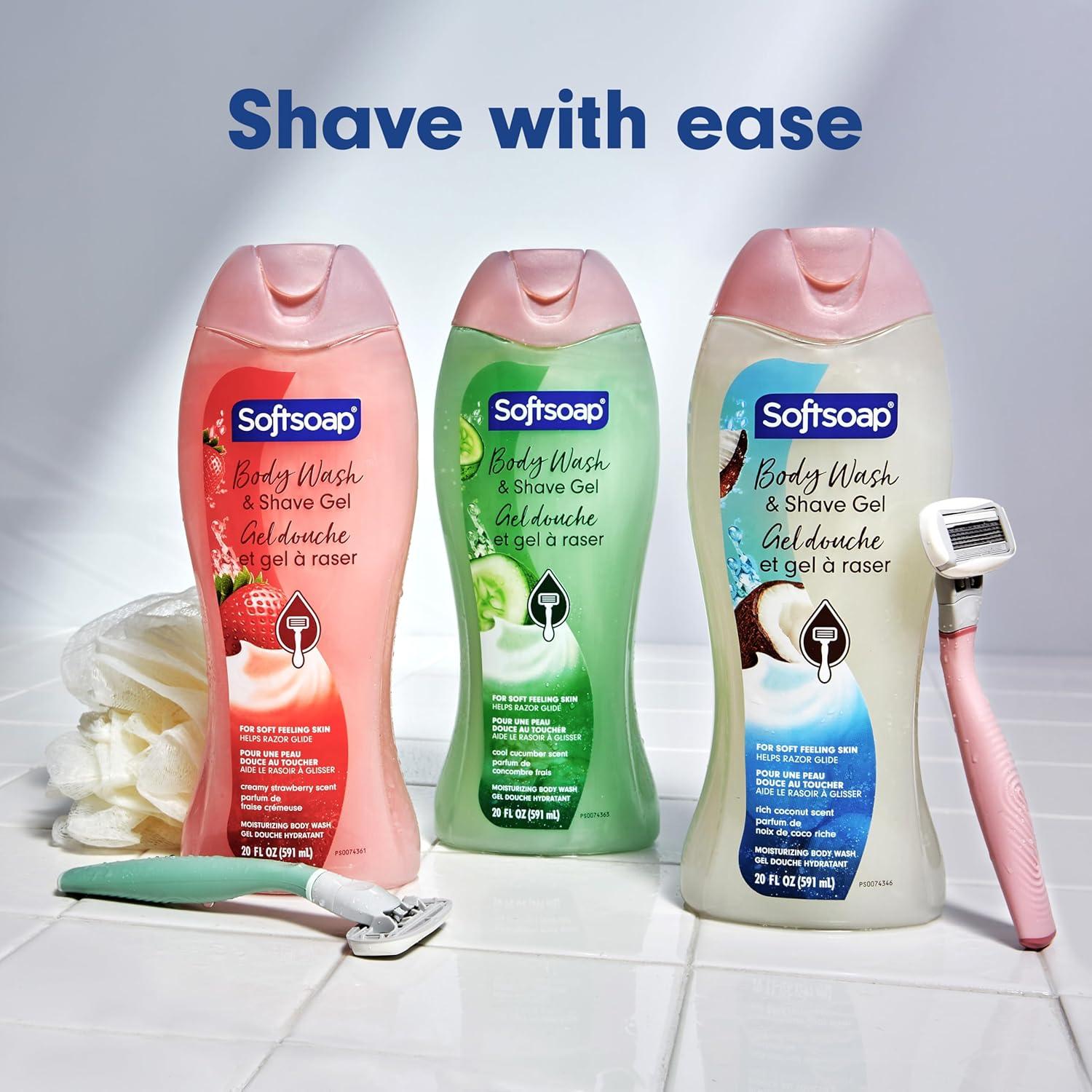 imageSoftsoap Body Wash Coconut Butter Scrub Exfoliating Body Wash 20 Ounce 4 PackCreamy Strawberry