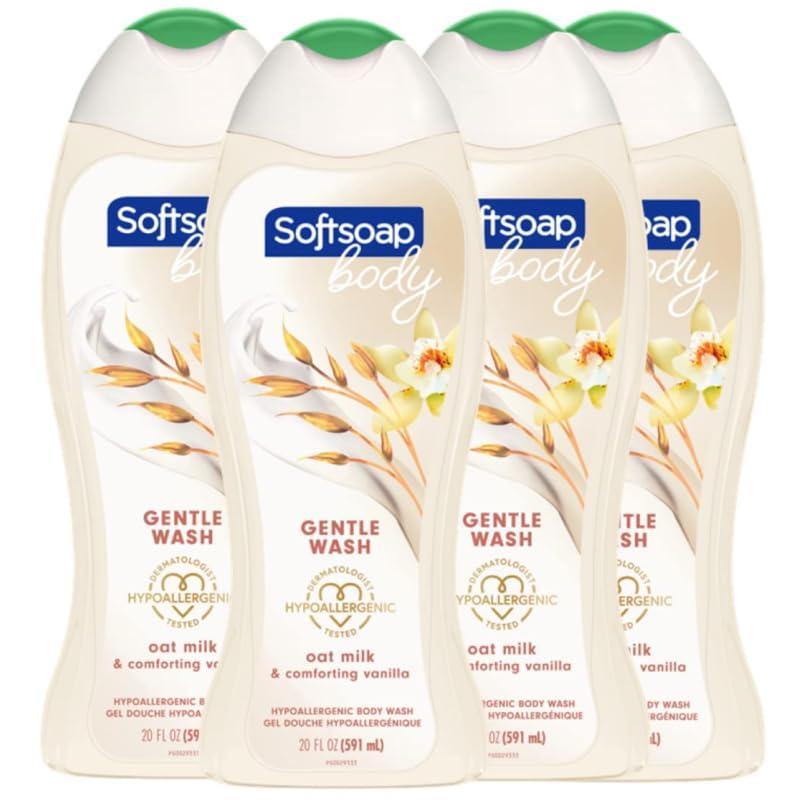 imageSoftsoap Gentle Wash Hypoallergenic Body Wash for Women Coconut Oil and Lemongrass 20 Fl Oz Pack of 4Oat Milk  Vanilla