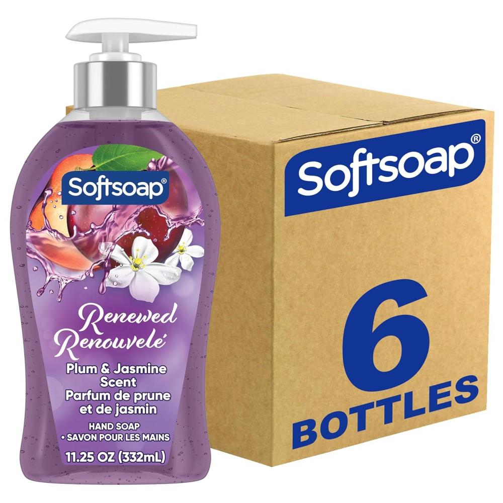 imageSoftsoap Renewed Liquid Hand Soap Paraben Free pH Balanced Plum and Jasmine Scent 1125 fl oz Pump Bottle 6 packRenewed