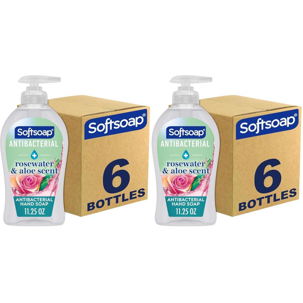 imageSoftsoap Antibacterial Liquid Hand Soap Sensitive Rosewater and Aloe scent Hand Soap 1125 Fl Oz Pack of 61125 Fl Oz Pack of 12