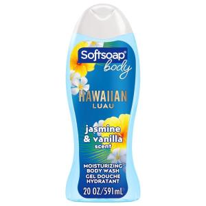 Softsoap Moisturizing Body Wash Hawaiian Luau, Jasmine and Vanilla Scent, 20 oz Bottle, 4 Pack(Hawaiian Luau)